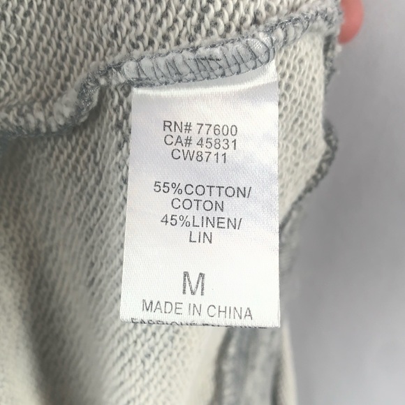 NWT Chaser Linen French Terry Short Sleeve Raw Edge Raglan Pullover in Grey M - Picture 6 of 9